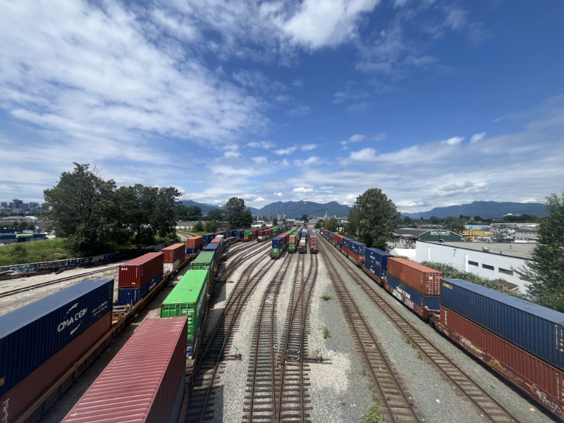 Image of TTR West train cars on track in BC