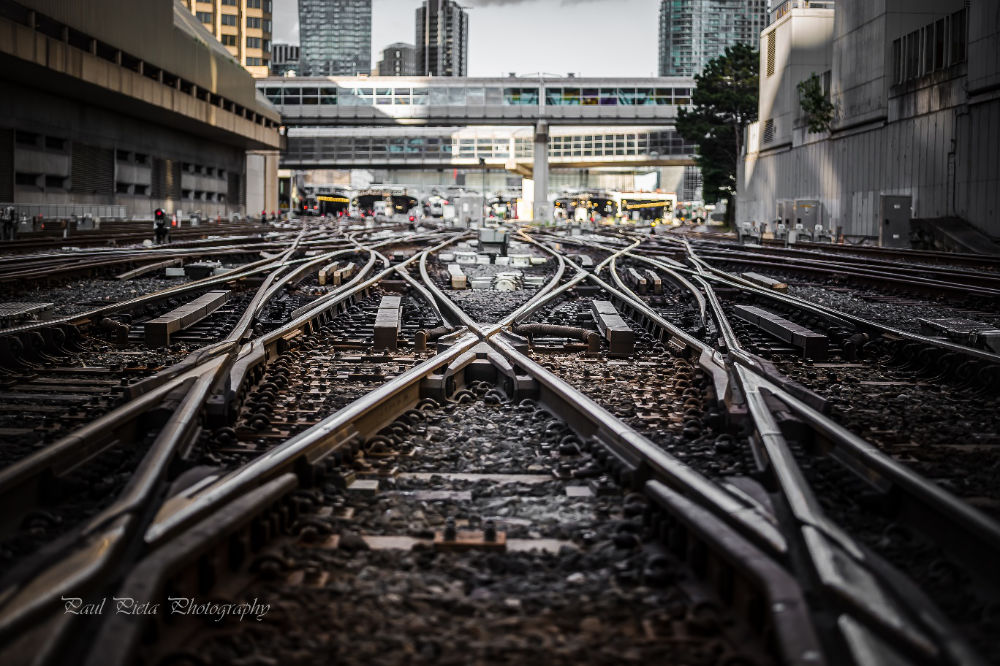 An image of train tracks from a view close to the tracks