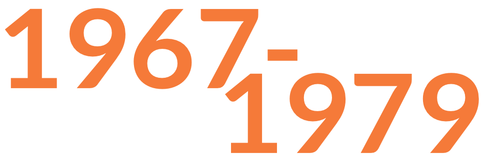 Large image of the date 1967-1979 in orange