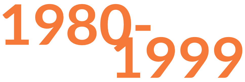 Large image of the date 1980-1999 in orange