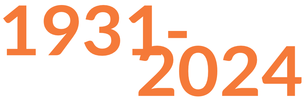 Large image of the date 1931-2024 in orange