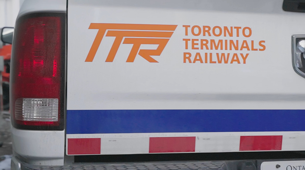 An image of the TTR Toronto Terminals Railway logo on the back of a truck