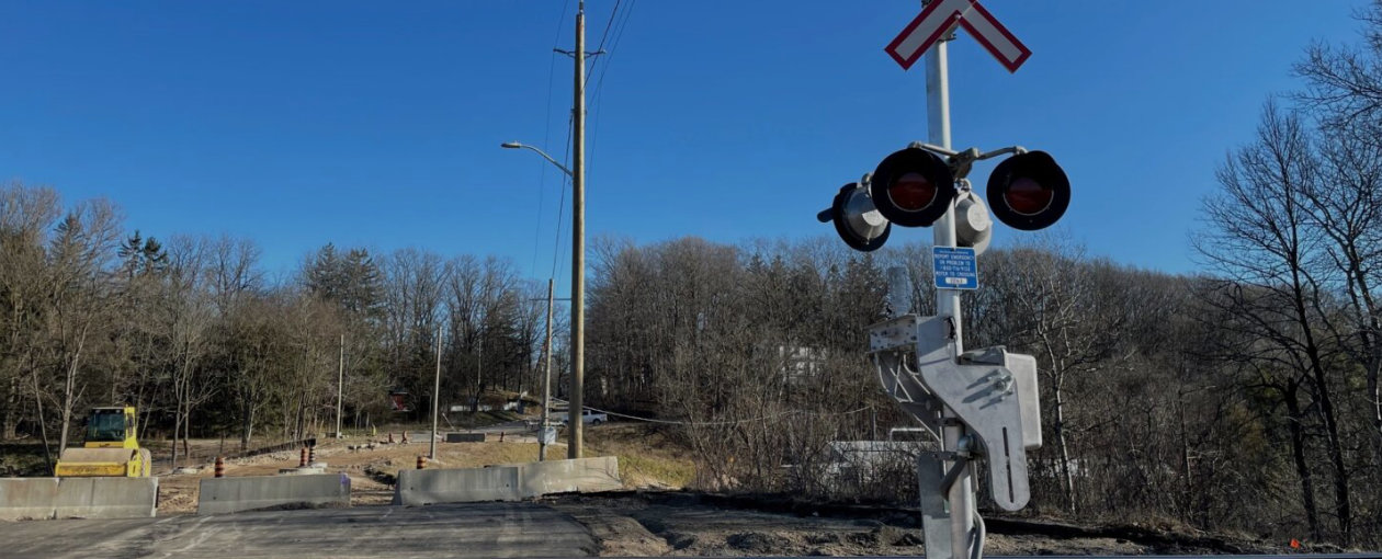 Railroad Crossing lights at a current dead end street